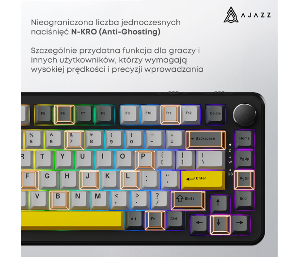 Ajazz AK820 MAX Magnetic switches Black Gray Yellow RGB - 1536367 - zdjęcie 12
